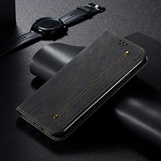 Huawei P40用手帳型 布 スタンド B01S ファーウェイ ブラック