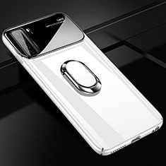 Huawei P40 Lite 5G用ハードケース プラスチック 質感もマット アンド指輪 マグネット式 P01 ファーウェイ ホワイト