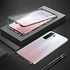 Huawei P40 Lite 5G用ケース 高級感 手触り良い アルミメタル 製の金属製 360度 フルカバーバンパー 鏡面 カバー T01 ファーウェイ ブラック