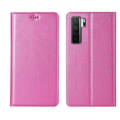 Huawei P40 Lite 5G用手帳型 レザーケース スタンド カバー T07 ファーウェイ ピンク