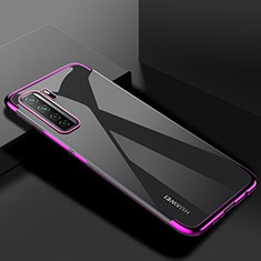 Huawei P40 Lite 5G用極薄ソフトケース シリコンケース 耐衝撃 全面保護 クリア透明 S03 ファーウェイ パープル