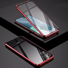 Huawei P40 Lite用ケース 高級感 手触り良い アルミメタル 製の金属製 360度 フルカバーバンパー 鏡面 カバー M01 ファーウェイ レッド