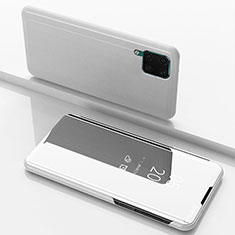 Huawei P40 Lite用手帳型 レザーケース スタンド 鏡面 カバー L02 ファーウェイ シルバー