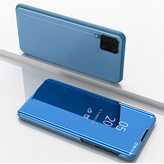 Huawei P40 Lite用手帳型 レザーケース スタンド 鏡面 カバー L02 ファーウェイ ブルー