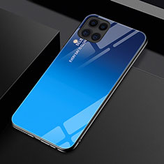 Huawei P40 Lite用ハイブリットバンパーケース プラスチック 鏡面 虹 グラデーション 勾配色 カバー H01 ファーウェイ ネイビー