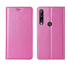 Huawei P40 Lite E用手帳型 レザーケース スタンド カバー L15 ファーウェイ ピンク
