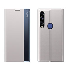 Huawei P40 Lite E用手帳型 レザーケース スタンド カバー QH1 ファーウェイ シルバー