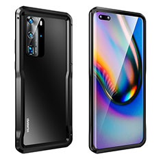 Huawei P40 Pro用ケース 高級感 手触り良い アルミメタル 製の金属製 バンパー カバー T03 ファーウェイ ブラック