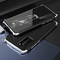 Huawei P40 Pro用ケース 高級感 手触り良い アルミメタル 製の金属製 カバー T05 ファーウェイ シルバー