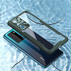 Huawei P40 Pro用ハイブリットバンパーケース クリア透明 プラスチック 鏡面 カバー N04 ファーウェイ モスグリー