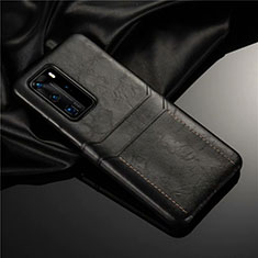 Huawei P40 Pro用ケース 高級感 手触り良いレザー柄 N06 ファーウェイ ブラック