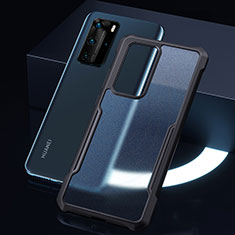 Huawei P40 Pro用ハイブリットバンパーケース クリア透明 プラスチック 鏡面 カバー N06 ファーウェイ ブラック