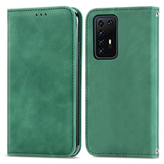 Huawei P40 Pro用手帳型 レザーケース スタンド カバー S04D ファーウェイ グリーン