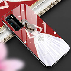 Huawei P40 Pro用ハイブリットバンパーケース プラスチック ドレスガール ドレス少女 鏡面 カバー ファーウェイ ホワイト