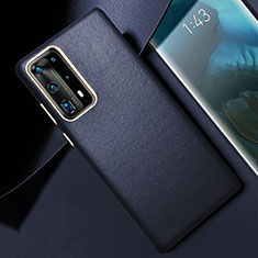 Huawei P40 Pro+ Plus用ケース 高級感 手触り良いレザー柄 R01 ファーウェイ ネイビー