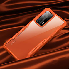 Huawei P40 Pro+ Plus用ハイブリットバンパーケース クリア透明 プラスチック 鏡面 カバー H01 ファーウェイ オレンジ