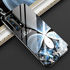 Huawei P40 Pro+ Plus用ハイブリットバンパーケース プラスチック 鏡面 花 カバー ファーウェイ マルチカラー