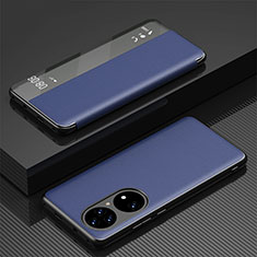 Huawei P50用手帳型 レザーケース スタンド カバー GS1 ファーウェイ ネイビー