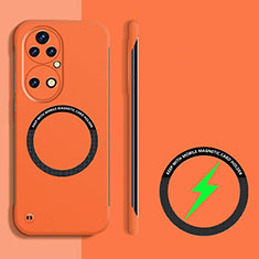 Huawei P50用ハードケース プラスチック 質感もマット フレームレス カバー Mag-Safe 磁気 Magnetic ファーウェイ オレンジ