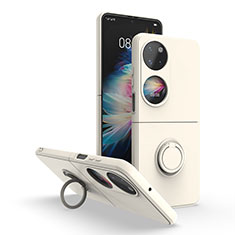 Huawei P50 Pocket用ハイブリットバンパーケース プラスチック アンド指輪 マグネット式 QW1 ファーウェイ ホワイト