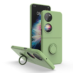 Huawei P50 Pocket用ハイブリットバンパーケース プラスチック アンド指輪 マグネット式 QW1 ファーウェイ オリーブグリーン
