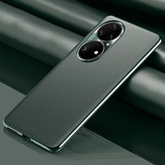 Huawei P50 Pro用ケース 高級感 手触り良いレザー柄 QK2 ファーウェイ グリーン
