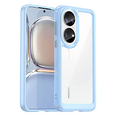 Huawei P50 Pro用ハイブリットバンパーケース クリア透明 プラスチック カバー J01S ファーウェイ ブルー