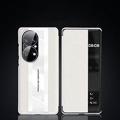 Huawei P50 Pro用手帳型 レザーケース スタンド カバー JB3 ファーウェイ ホワイト