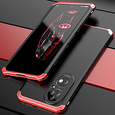 Huawei P50 Pro用360度 フルカバー ケース 高級感 手触り良い アルミメタル 製の金属製 P01 ファーウェイ レッド・ブラック