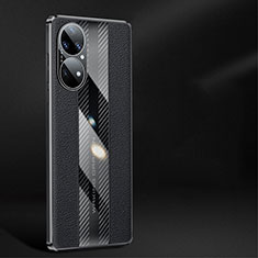 Huawei P50 Pro用ケース 高級感 手触り良いレザー柄 JB1 ファーウェイ ブラック