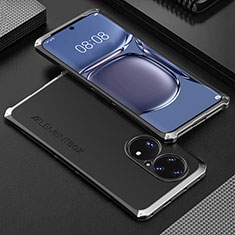 Huawei P50 Pro用360度 フルカバー ケース 高級感 手触り良い アルミメタル 製の金属製 ファーウェイ シルバー・ブラック