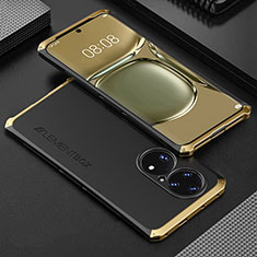 Huawei P50 Pro用360度 フルカバー ケース 高級感 手触り良い アルミメタル 製の金属製 ファーウェイ ゴールド・ブラック