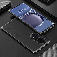 Huawei P50 Pro用360度 フルカバー ケース 高級感 手触り良い アルミメタル 製の金属製 ファーウェイ ブラック