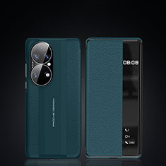 Huawei P50e用手帳型 レザーケース スタンド カバー JB3 ファーウェイ グリーン