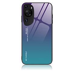 Huawei P60 Art用ハイブリットバンパーケース プラスチック 鏡面 虹 グラデーション 勾配色 カバー JM2 ファーウェイ マルチカラー