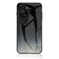 Huawei P60 Art用ハイブリットバンパーケース プラスチック パターン 鏡面 カバー LS1 ファーウェイ グレー