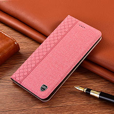 Huawei P60 Art用手帳型 布 スタンド H14P ファーウェイ ピンク
