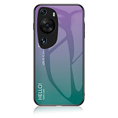 Huawei P60 Art用ハイブリットバンパーケース プラスチック 鏡面 虹 グラデーション 勾配色 カバー LS1 ファーウェイ マルチカラー