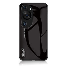 Huawei P60 Art用ハイブリットバンパーケース プラスチック 鏡面 虹 グラデーション 勾配色 カバー LS1 ファーウェイ ブラック
