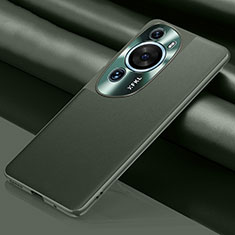Huawei P60 Art用ケース 高級感 手触り良いレザー柄 QK1 ファーウェイ グリーン