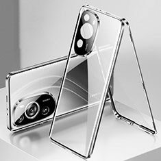 Huawei P60 Art用ケース 高級感 手触り良い アルミメタル 製の金属製 360度 フルカバーバンパー 鏡面 カバー ファーウェイ シルバー
