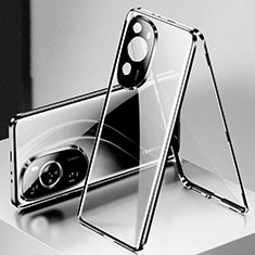 Huawei P60 Art用ケース 高級感 手触り良い アルミメタル 製の金属製 360度 フルカバーバンパー 鏡面 カバー ファーウェイ ブラック