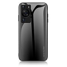 Huawei P60用ハイブリットバンパーケース プラスチック 鏡面 虹 グラデーション 勾配色 カバー JM1 ファーウェイ ブラック