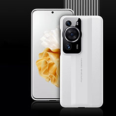 Huawei P60用ケース 高級感 手触り良いレザー柄 QK5 ファーウェイ ホワイト