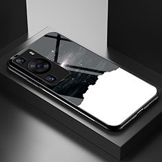 Huawei P60用ハイブリットバンパーケース プラスチック パターン 鏡面 カバー LS2 ファーウェイ ブラック