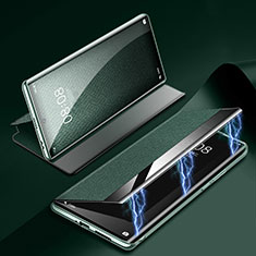 Huawei P60用手帳型 レザーケース スタンド カバー Z01 ファーウェイ グリーン