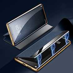 Huawei P60用手帳型 レザーケース スタンド カバー Z01 ファーウェイ ネイビー