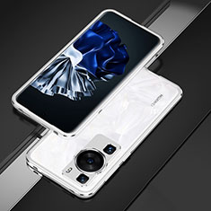 Huawei P60用ケース 高級感 手触り良い アルミメタル 製の金属製 バンパー カバー ファーウェイ シルバー