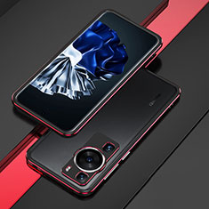 Huawei P60用ケース 高級感 手触り良い アルミメタル 製の金属製 バンパー カバー ファーウェイ レッド・ブラック