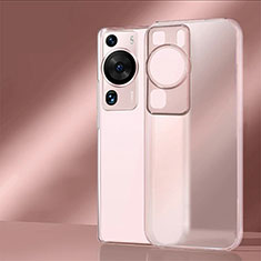 Huawei P60用ハイブリットバンパーケース クリア透明 プラスチック カバー ファーウェイ ピンク